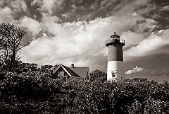 Nauset Light on Cape Cod in Massachusetts - Sepia Tone